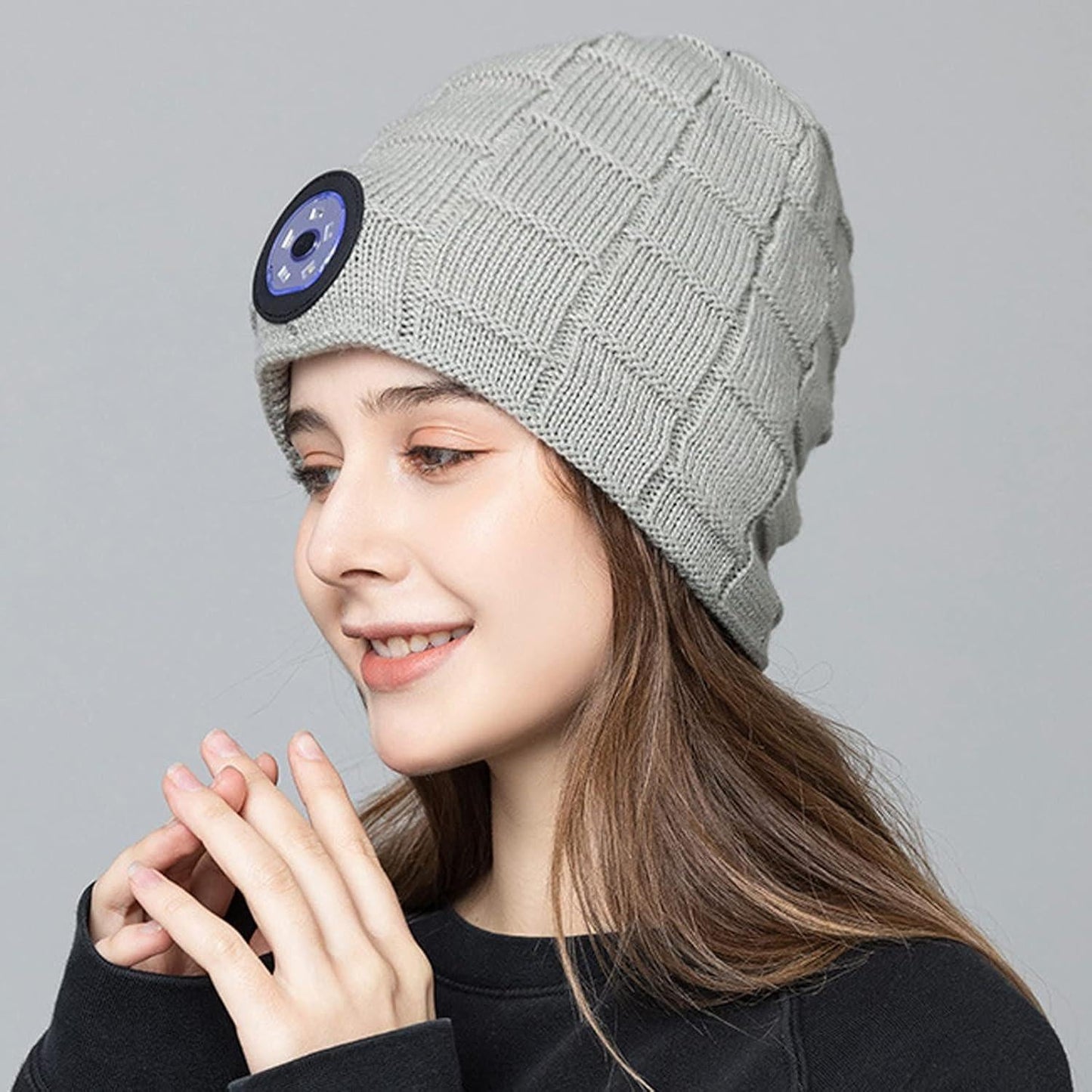 Wireless Bluetooth Music Beanie with Built‑In Headphones and LED Light