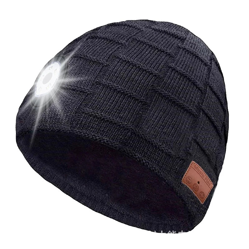 Wireless Bluetooth Music Beanie with Built‑In Headphones and LED Light