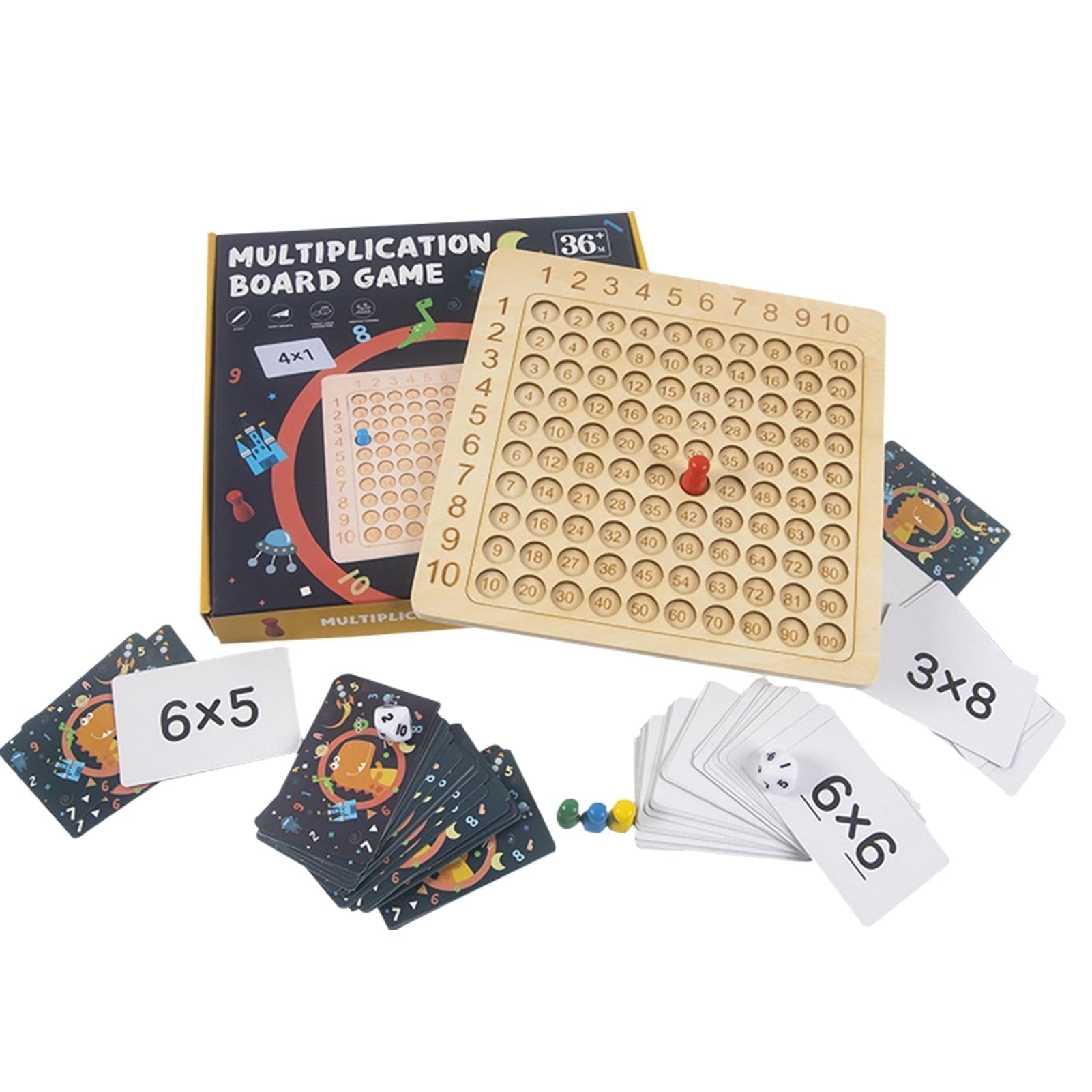 Educational Wooden Math Board Game with Flashcards - Halri