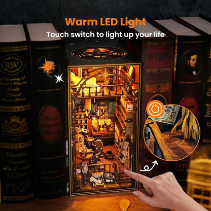 Wooden 3D DIY Book Nook Kit Micro Scene Magic Bookstore Book Stand with LED