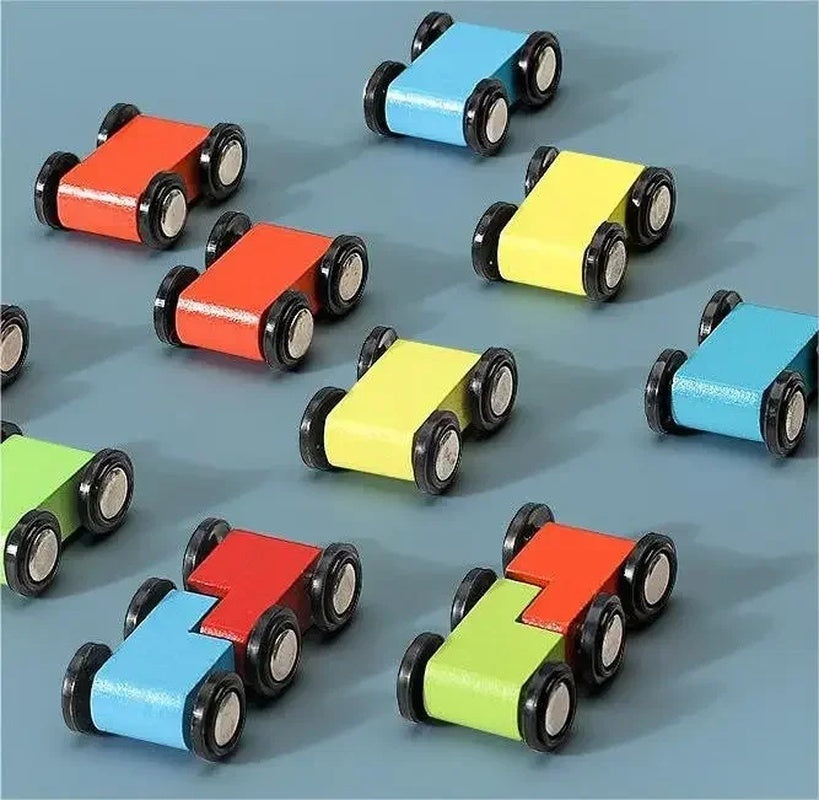 Wooden Ramp Car Toy with Montessori Learning, Sliding Cars, Colorful Track, Safe Design for Ages 3+