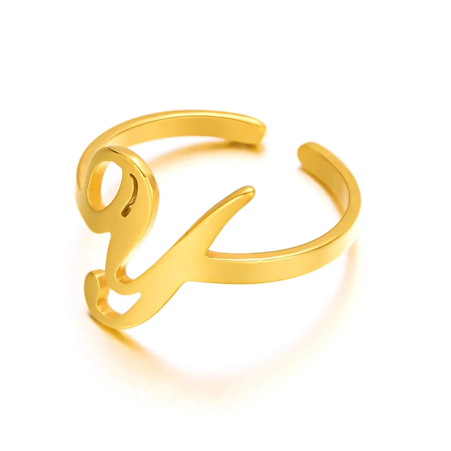 Personalized Script Monogram Initial Ring