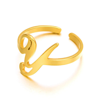 Personalized Script Monogram Initial Ring