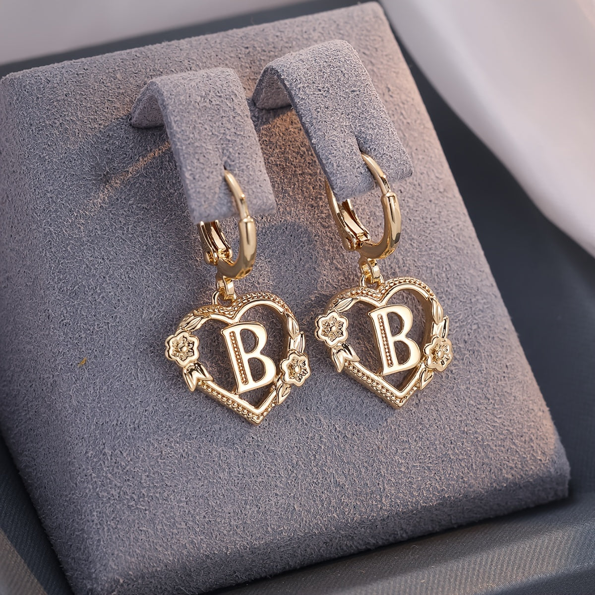 Simple Initial Heart Huggie Earrings