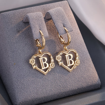Simple Initial Heart Huggie Earrings