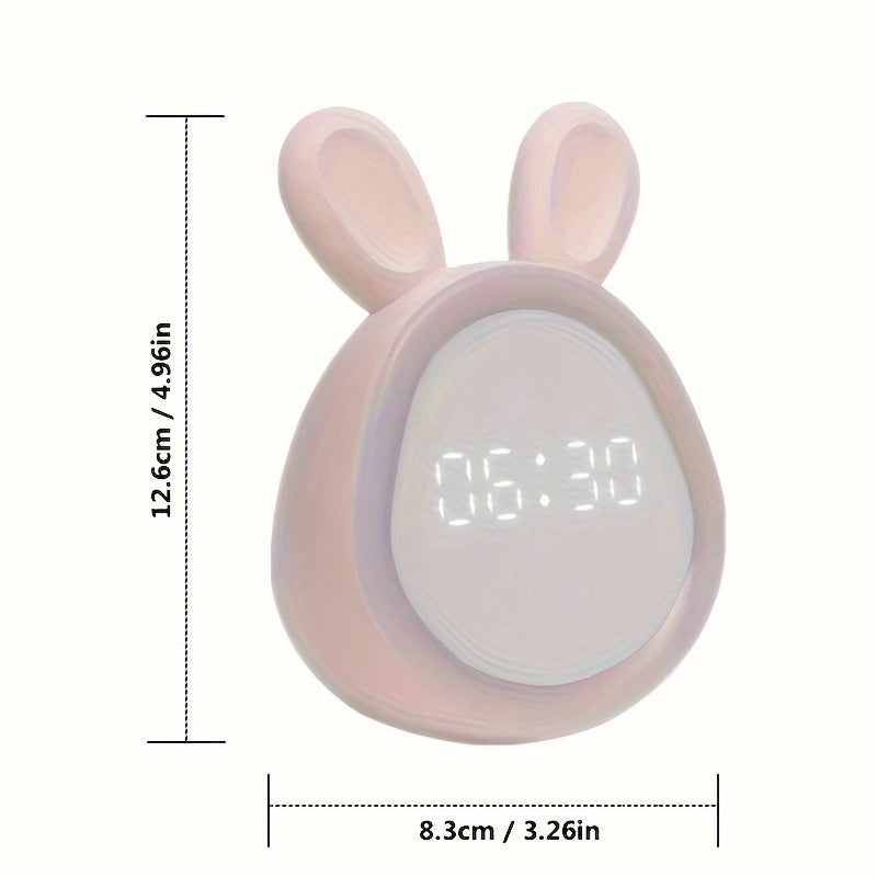 Cute Bunny Clock with LED Nightlight and USB Charging