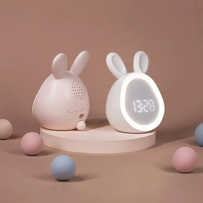 Cute Bunny Clock with LED Nightlight and USB Charging