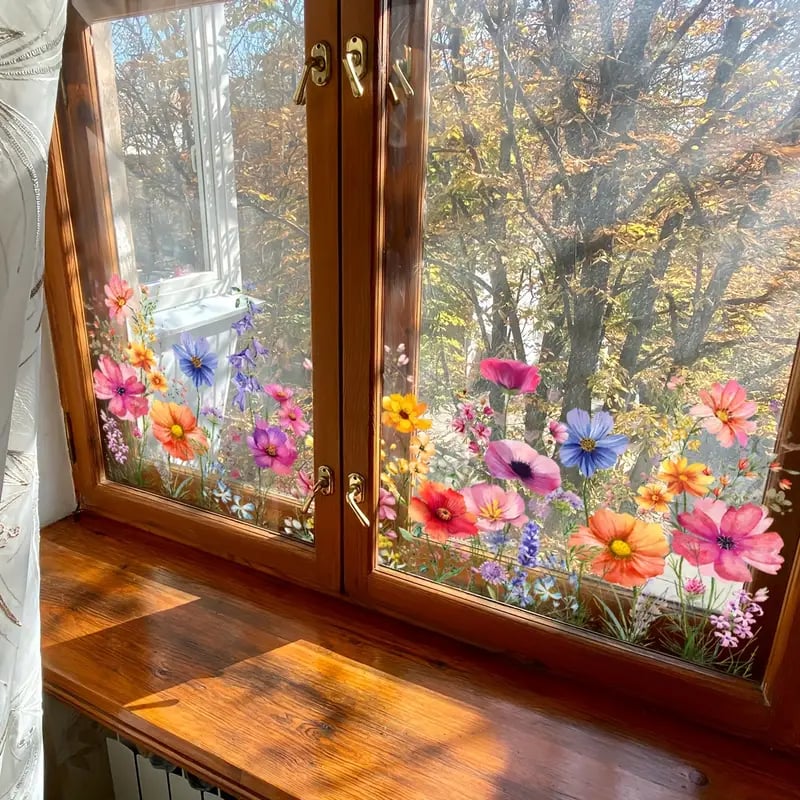 Vibrant Flower Window Cling Decal Sticker