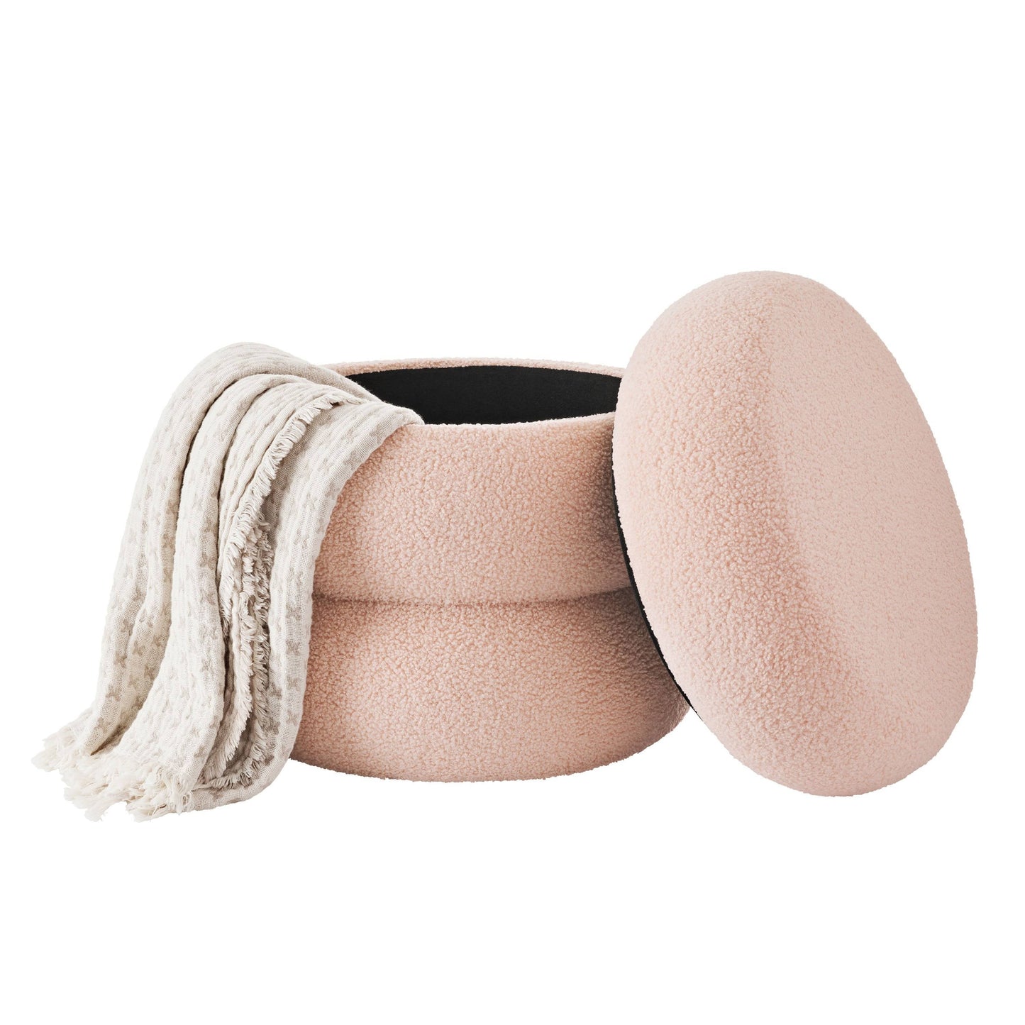 Plush Circular Storage Footstool