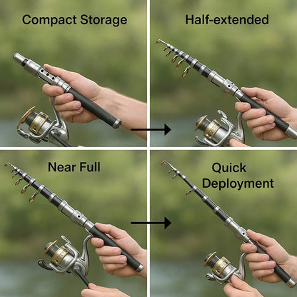 Portable Collapsible Fishing Rod and Reel Set