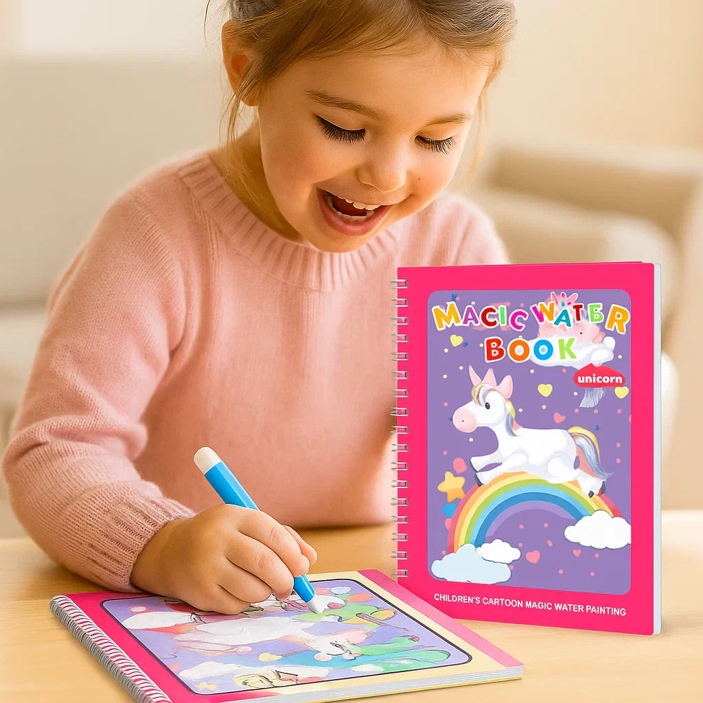 Colorful Kids Watercolor Painting Book Set with Brush