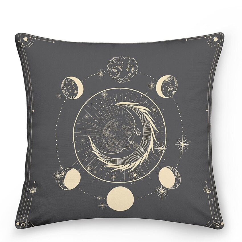 Colorful Astrology Sun Moon Throw Pillows