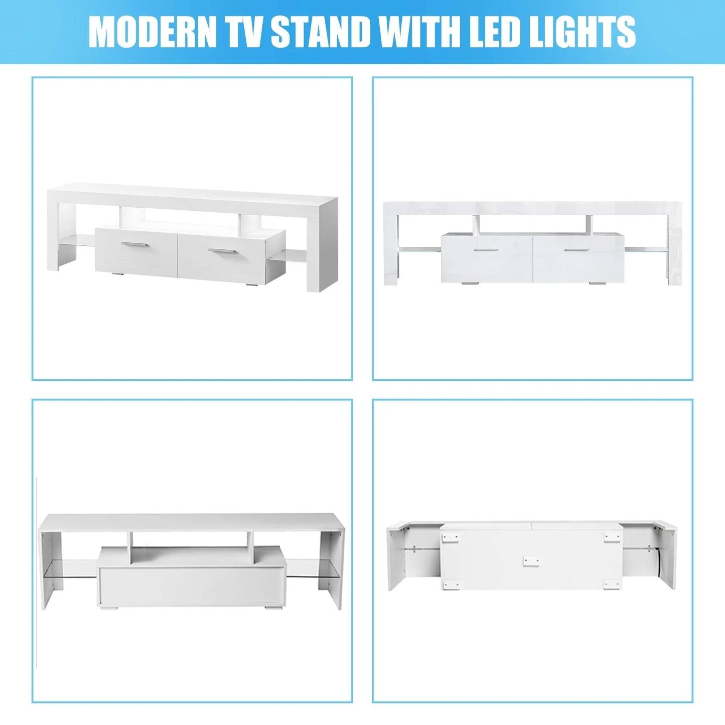 Modern TV Table with Colorful LED Lighting