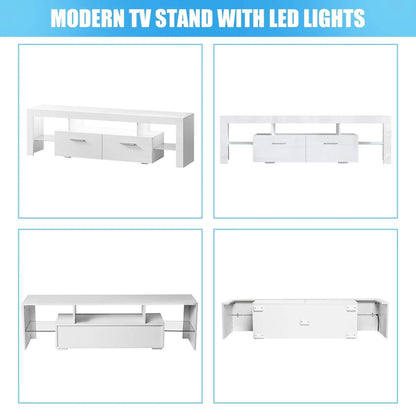 Modern TV Table with Colorful LED Lighting