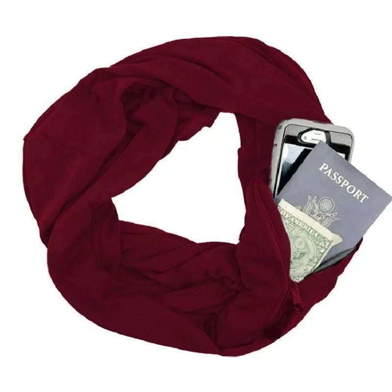 Warm Safe Scarf with Hidden Pocket