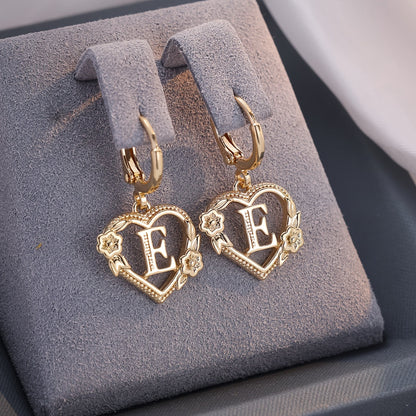 Simple Initial Heart Huggie Earrings