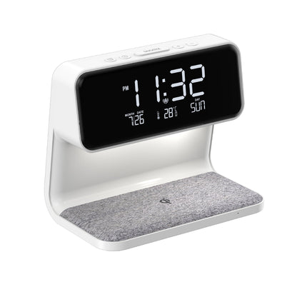 Compact Bedside Table Lamp with USB Charger & Alarm