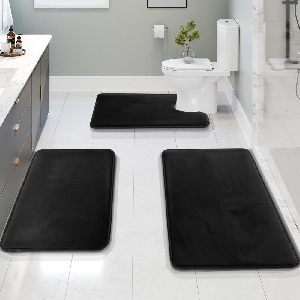 Plush Memory Foam Bathroom Mat Set, Soft and Absorbent