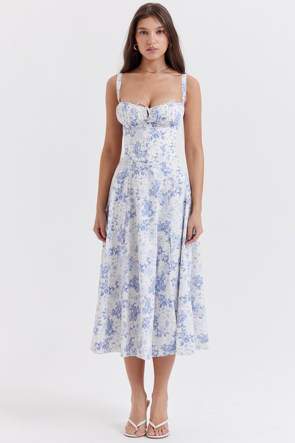 Fit and Flare Bodycon Dress with Vintage Floral Pattern