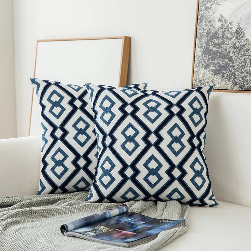 Navy Floral Accent Throw Pillow