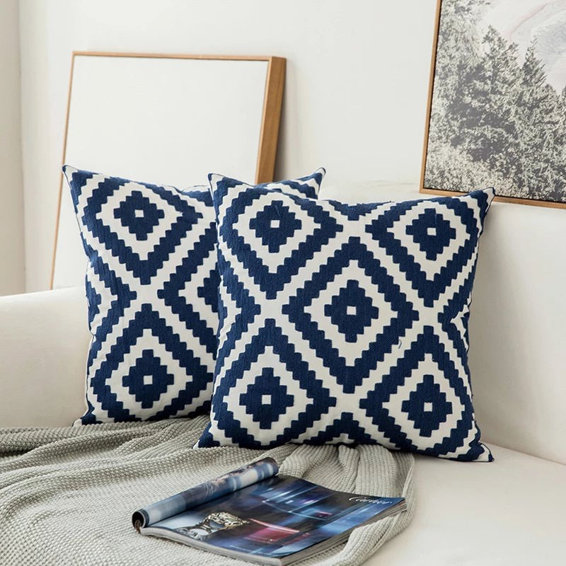 Navy Floral Accent Throw Pillow