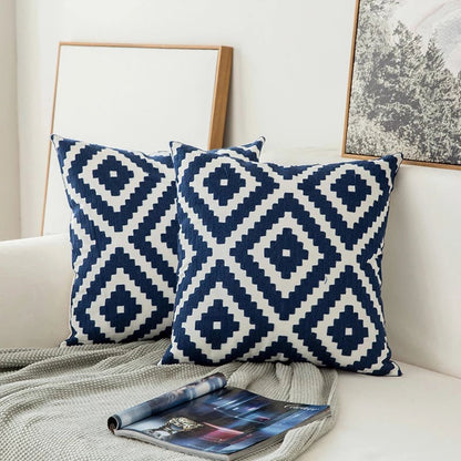 Navy Floral Accent Throw Pillow