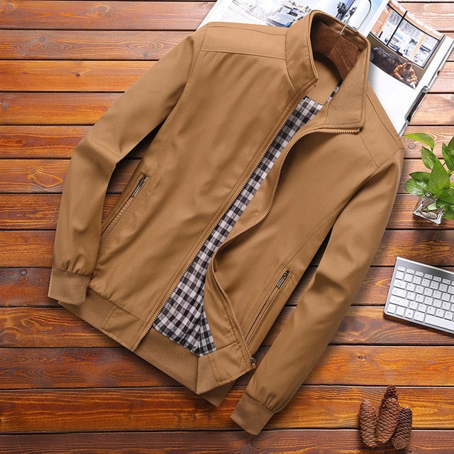 Classic Fit Mens Leather Bomber Jacket
