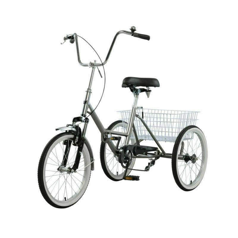 Portable 3 Wheel Adult Tricycle Bicycle with Storage Basket