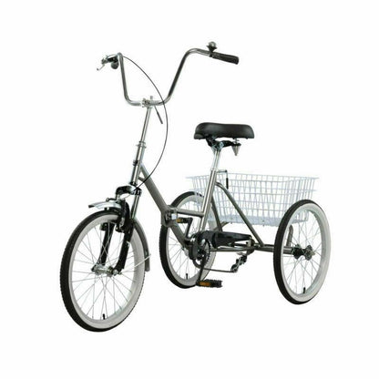 Portable 3 Wheel Adult Tricycle Bicycle with Storage Basket