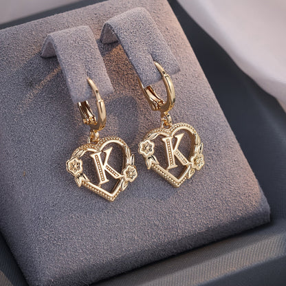 Simple Initial Heart Huggie Earrings