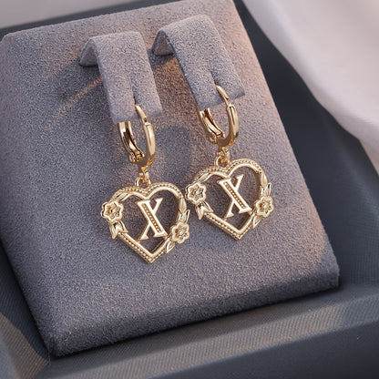 Simple Initial Heart Huggie Earrings