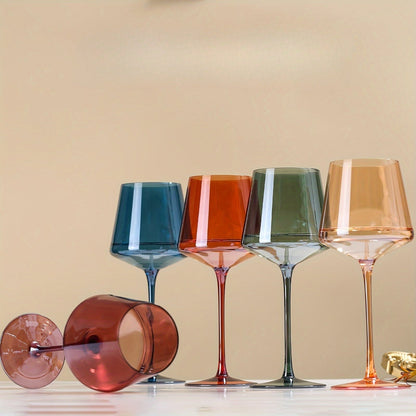 Colorful Crystal Wine Glass Set - 6 Piece Luxury Glasses