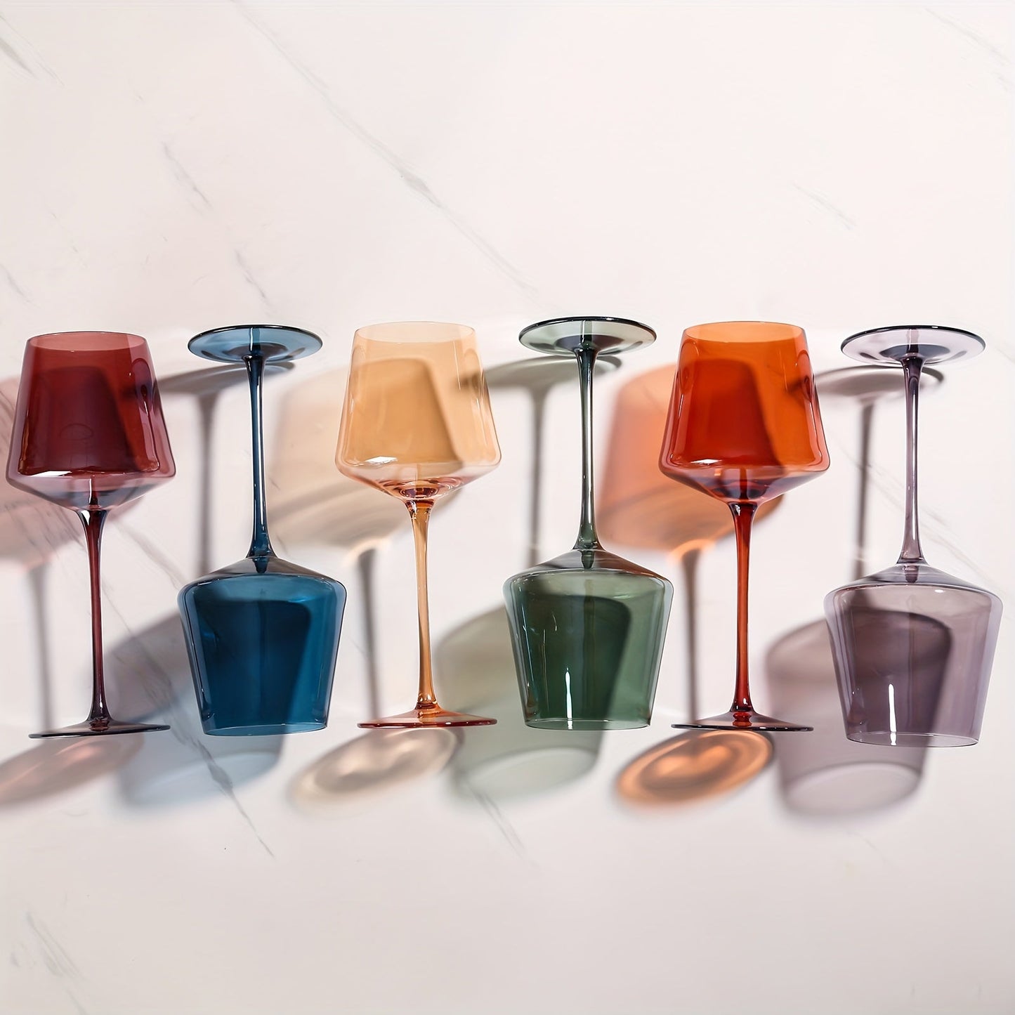 Colorful Crystal Wine Glass Set - 6 Piece Luxury Glasses