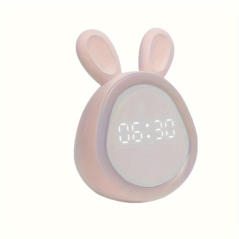 Cute Bunny Clock with LED Nightlight and USB Charging