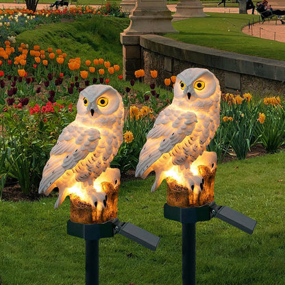 Solar Powered Owl Garden Lamp Set