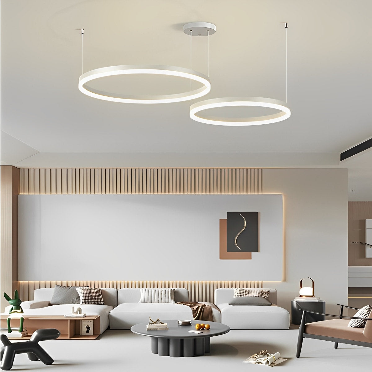 Round Stainless Steel Pendant Light Fixtures with Adjustable Brightness
