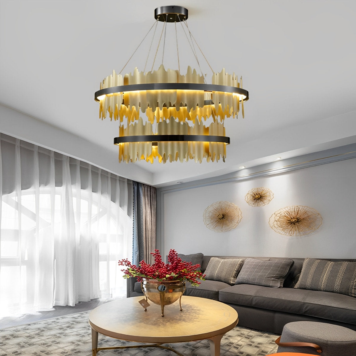 Modern Round Dimmable LED Chandelier Light Fixture
