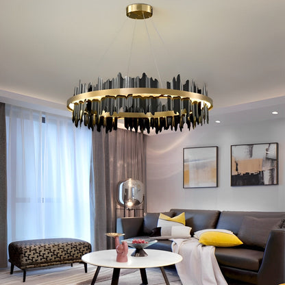 Modern Round Dimmable LED Chandelier Light Fixture