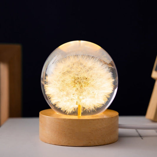 Beautiful Glass Ball Table Lamp with Floral Decor - Halri
