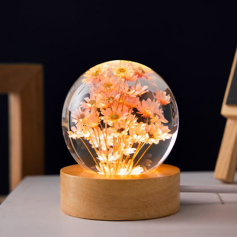 Beautiful Glass Ball Table Lamp with Floral Decor