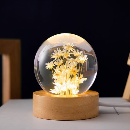Beautiful Glass Ball Table Lamp with Floral Decor