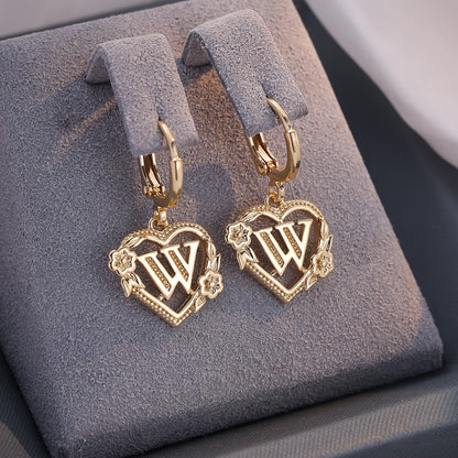Simple Initial Heart Huggie Earrings