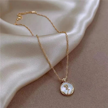 Elegant White Flower Necklace Earrings Ring Set