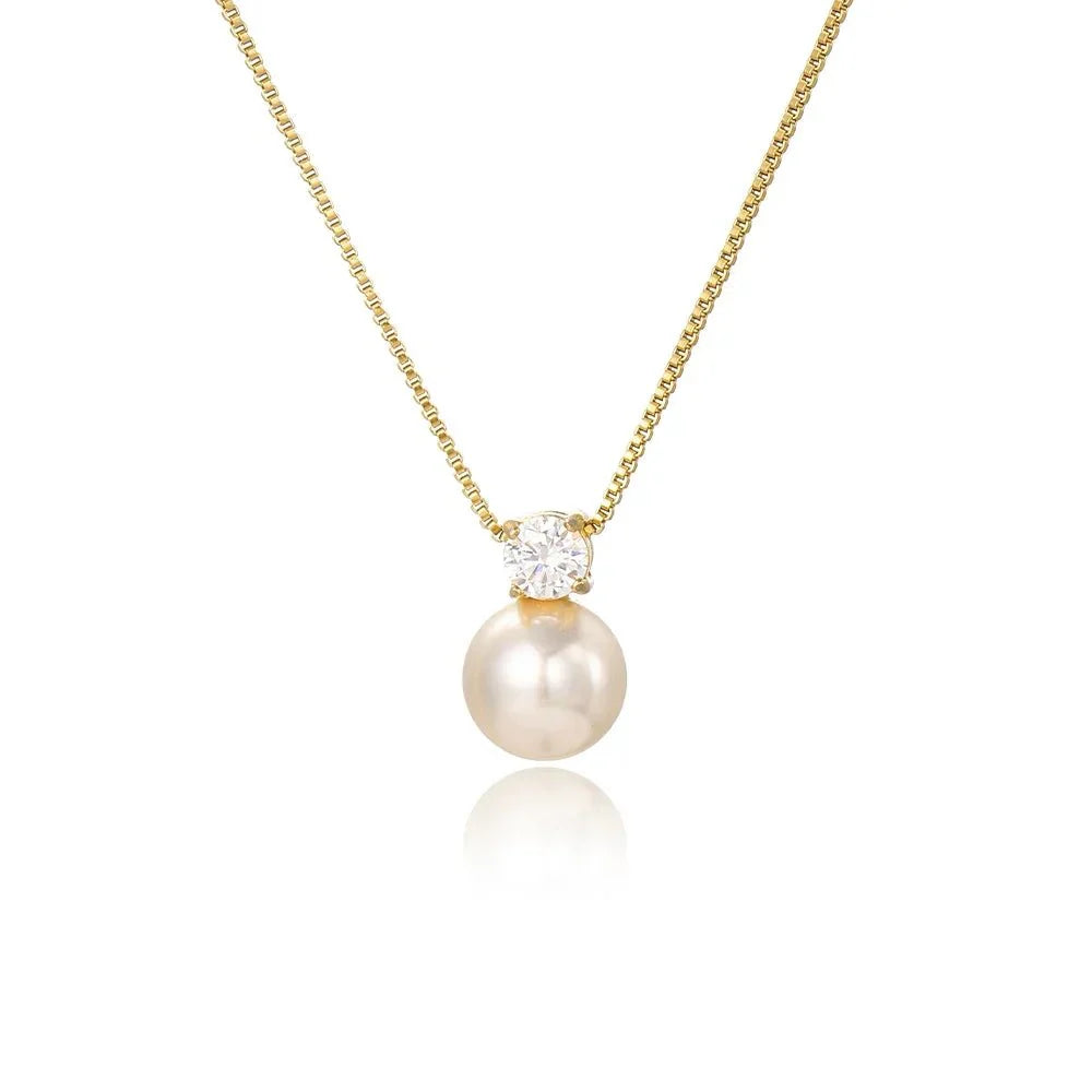 Elegant Pearl and Diamond Chain Necklace - Halri
