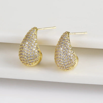 Sparkling Silver Teardrop Diamond Earrings