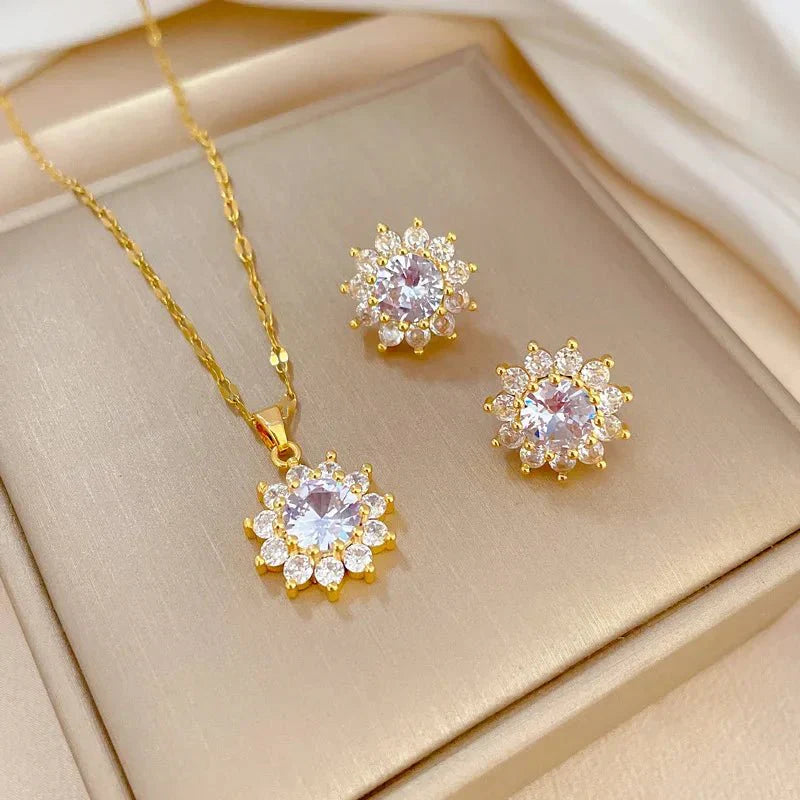 Beautiful Floral Sunflower Jewelry Set