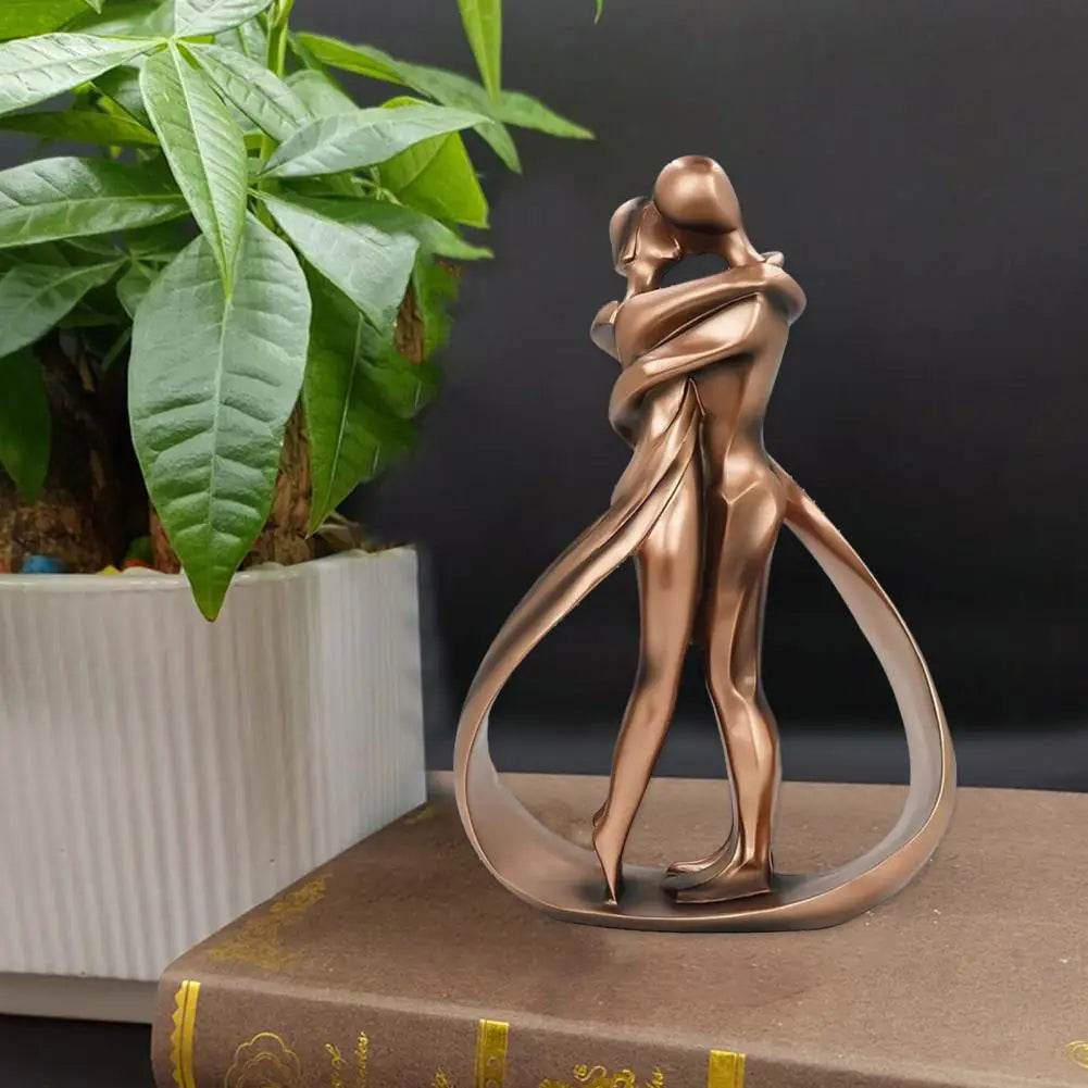 Romantic Embracing Couple Figurine Resin Statue - Halri