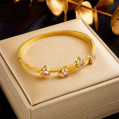 Luxury Heart Shape Diamond Cuff Bangle