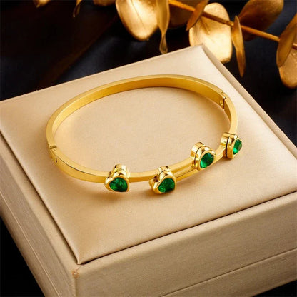Luxury Heart Shape Diamond Cuff Bangle