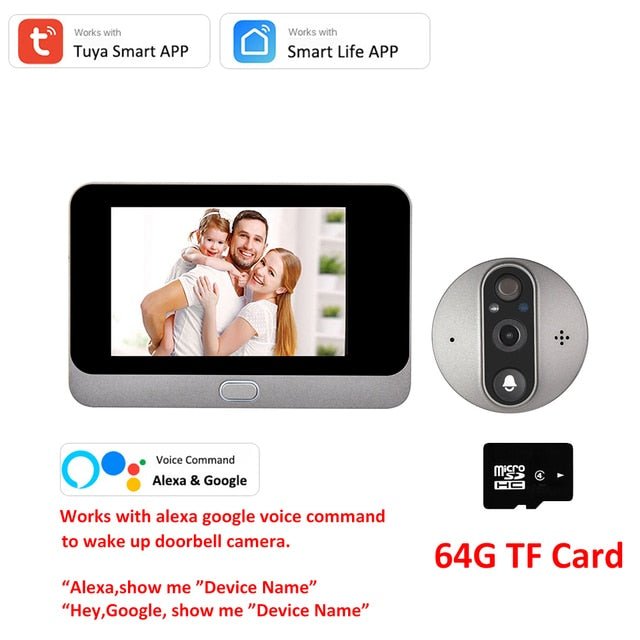HD WiFi Doorbell Camera with 4.3 Inch Screen & Motion Alert